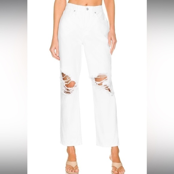 Good American Good ‘90s Duster Natural Fray In White035 Jeans Size 2/26 Women - Picture 1 of 16